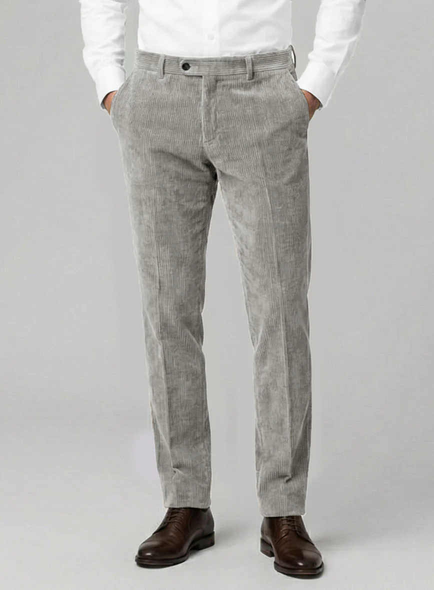 Light Gray Stretch Pin Corduroy Pants - Image 2
