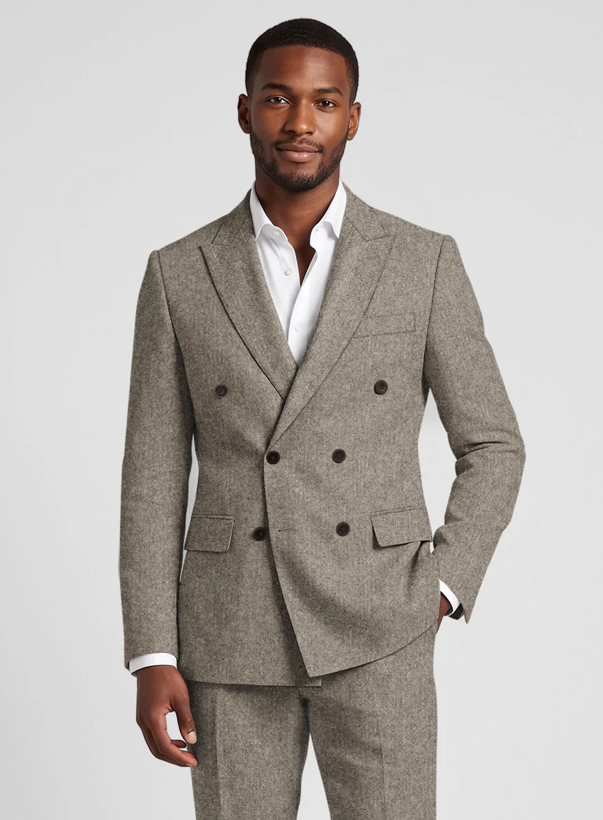 Light Weight Brown Tweed Double Breasted Jacket - Image 2