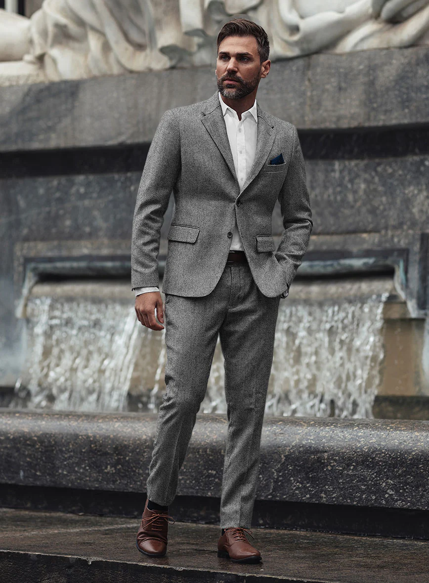Light Weight Dark Gray Tweed Suit