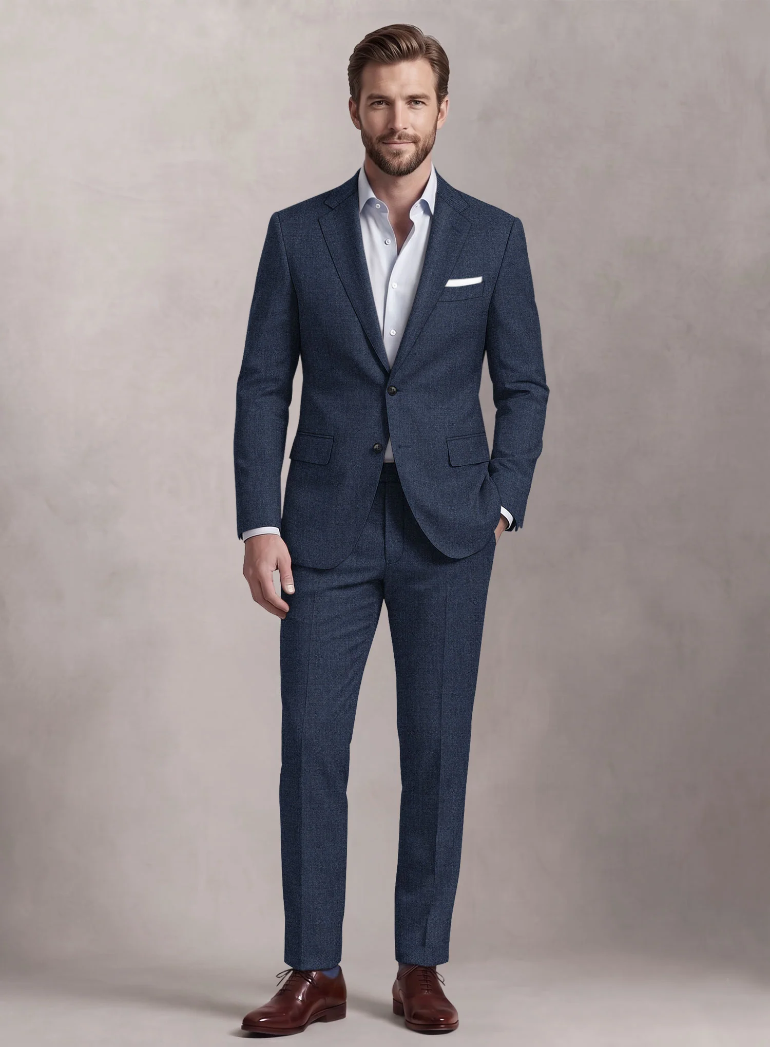 Loro Piana Suitmate Sharkskin Blue Suit