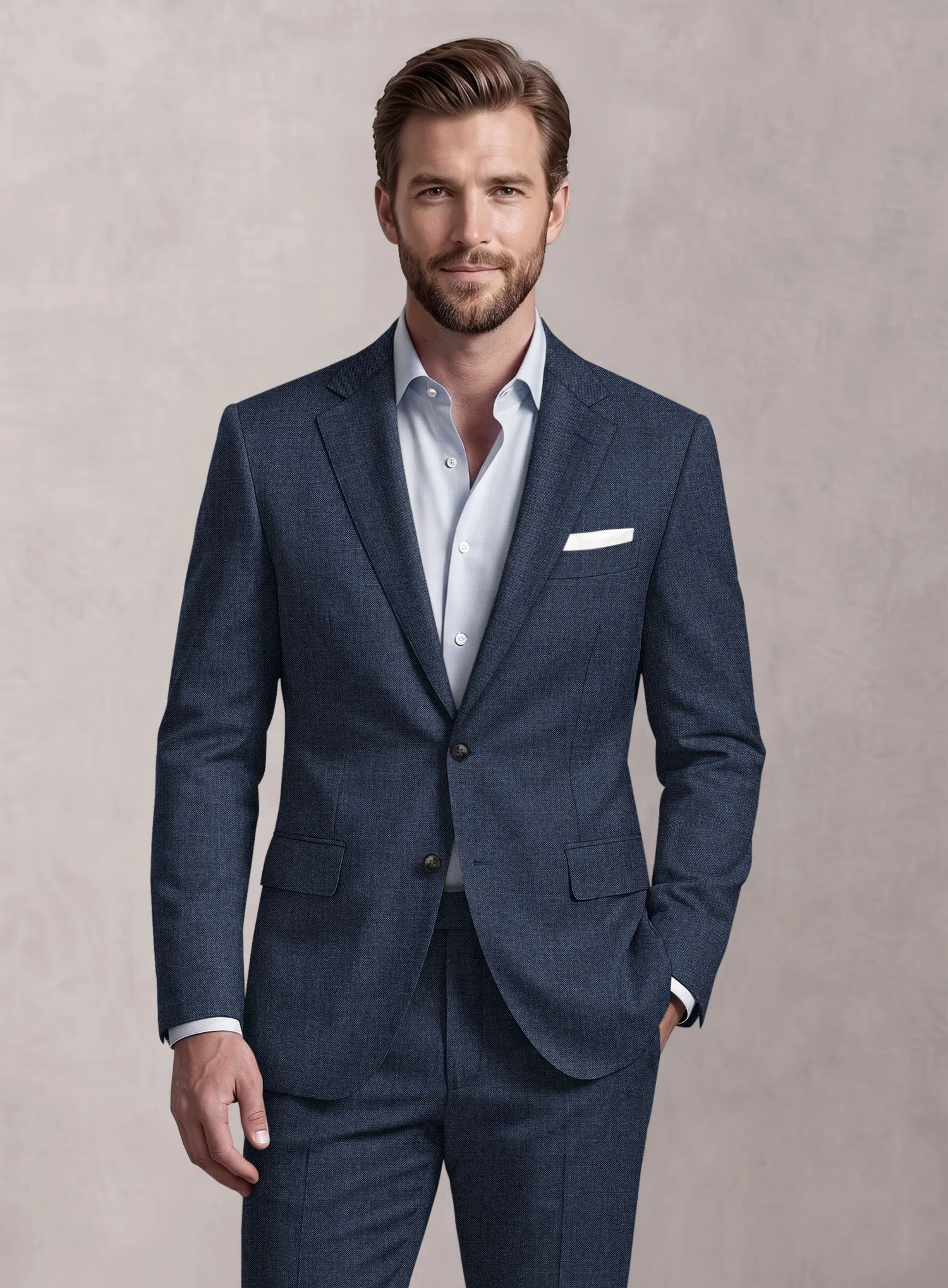 Loro Piana Suitmate Sharkskin Blue Suit - Image 3
