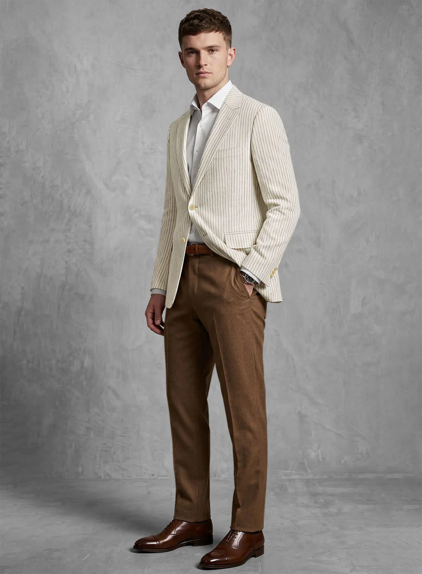 Maestro Accelo Pinstripe Linen Wool Silk Jacket - Image 3