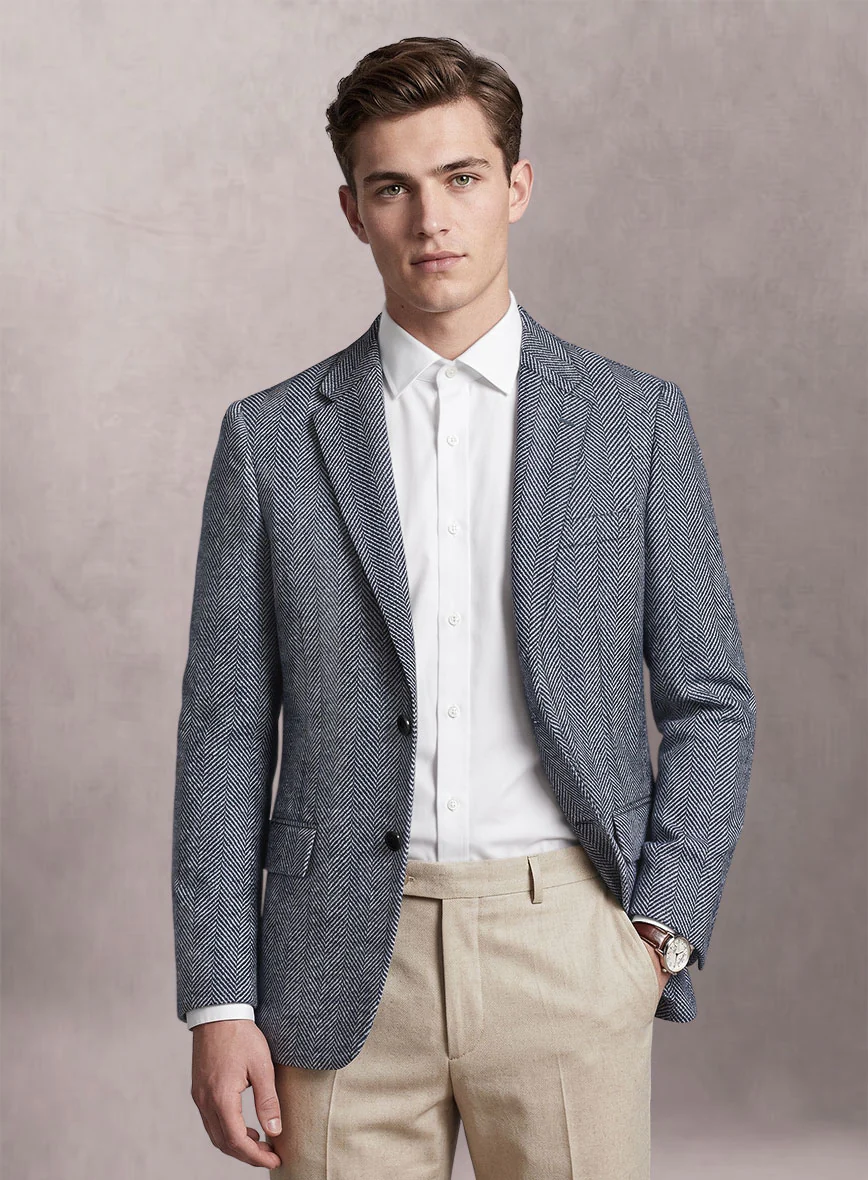 Maestro Goye Herringbone Silk Linen Cotton Jacket - Image 2