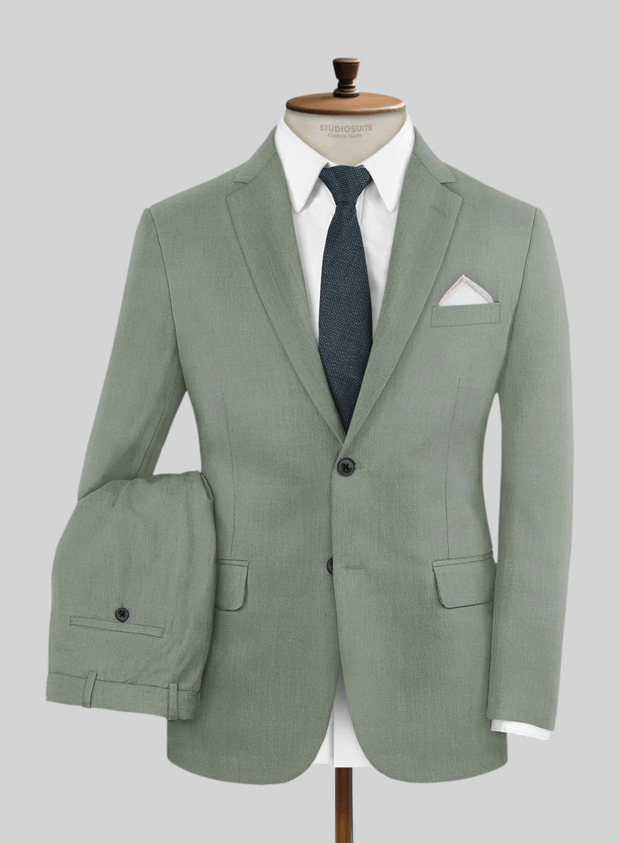 Marco Stretch Cadet Green Wool Suit - Image 2