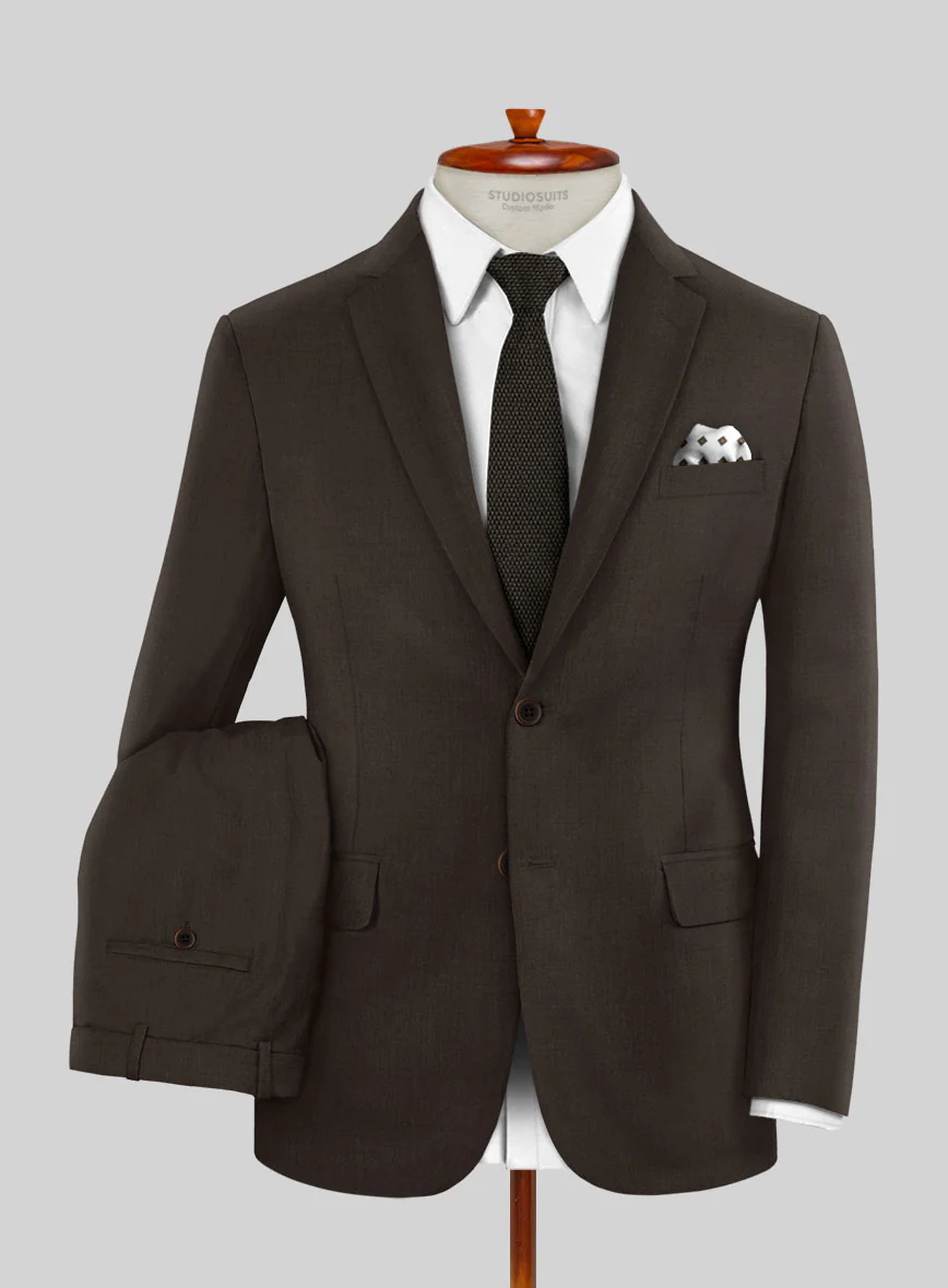 Marco Stretch Coffee Brown Wool Suit - Image 2