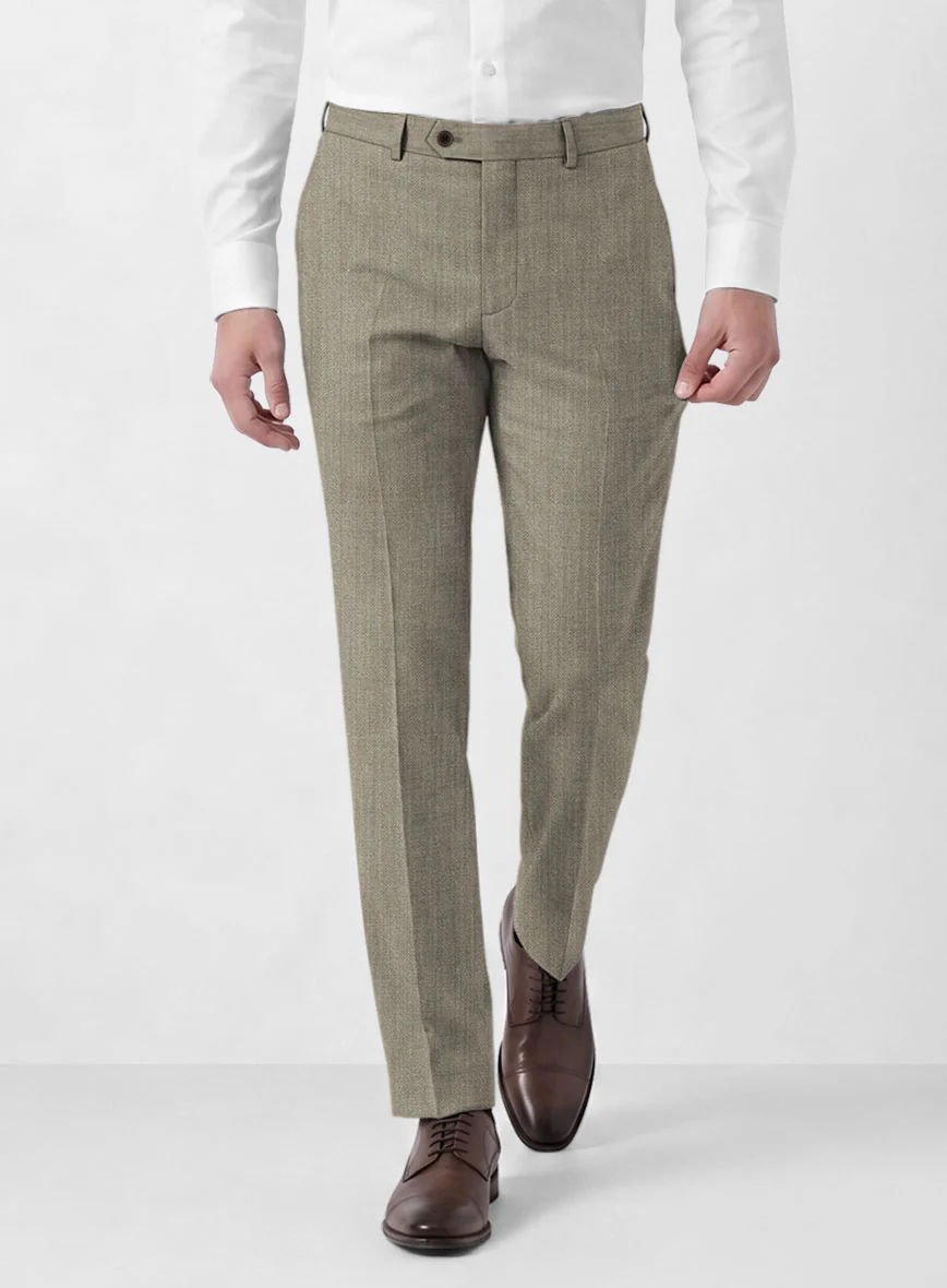 Marco Stretch Dark Beige Wool Pants - Image 2