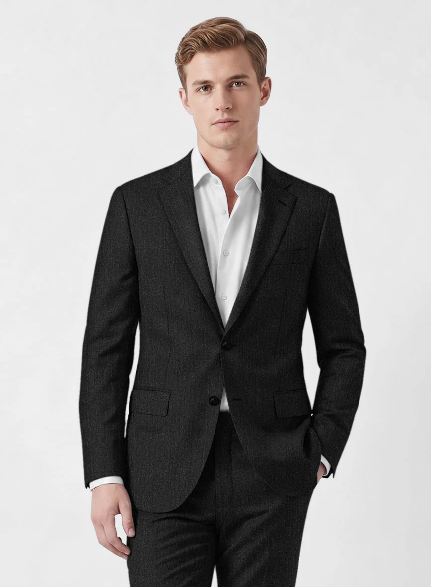 Marco Stretch Dark Charcoal Wool Suit - Image 3
