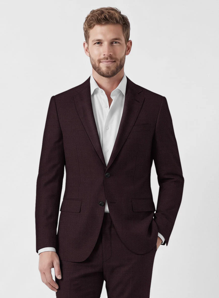 Marco Stretch Dark Wine Wool Suit - Image 3
