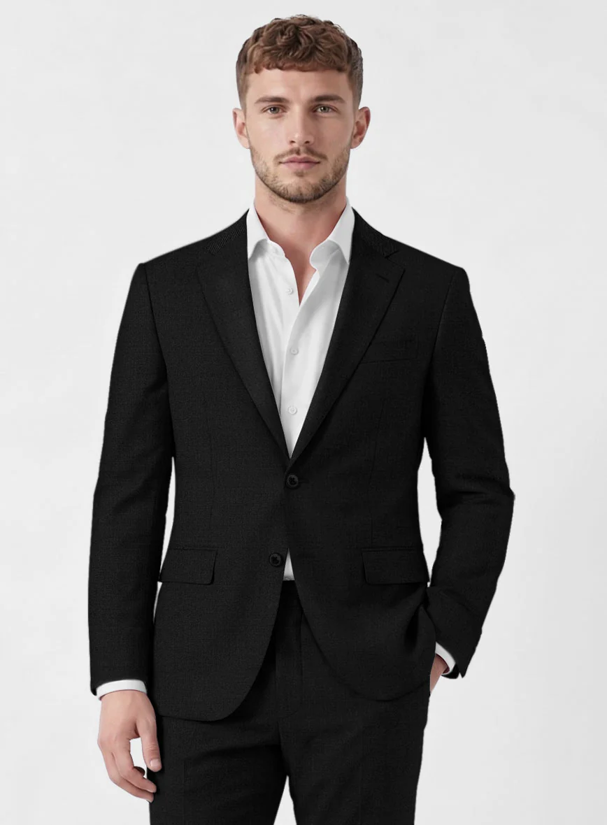 Marco Stretch Deep Black Wool Suit - Image 3