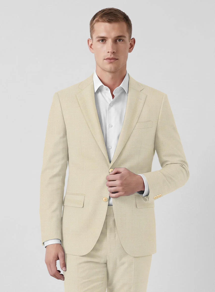 Marco Stretch Light Beige Wool Suit - Image 4