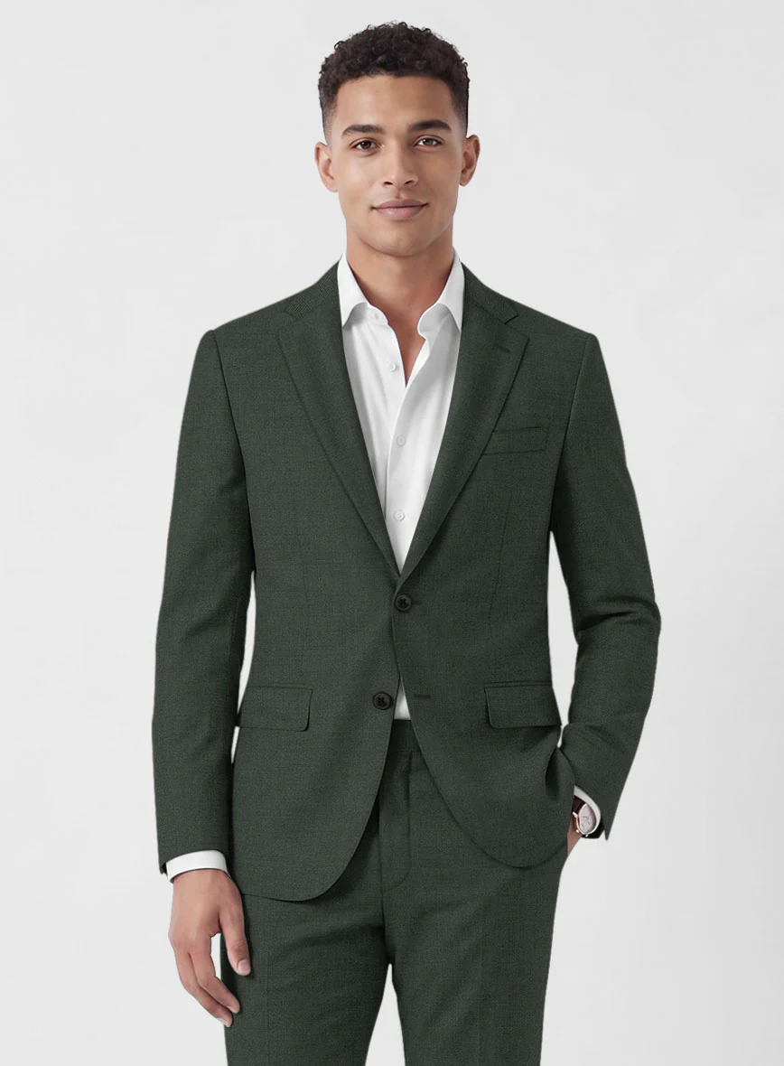 Marco Stretch Military Green Wool Jacket - Image 2