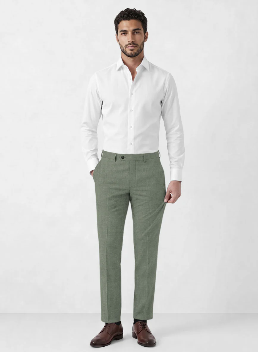 Marco Stretch Oak Green Wool Pants - Image 3