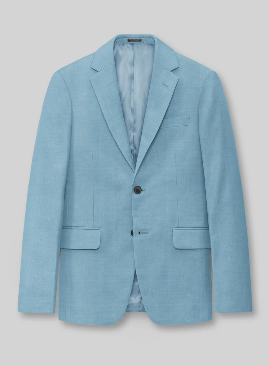 Marco Stretch Pastel Blue Wool Suit - Image 4