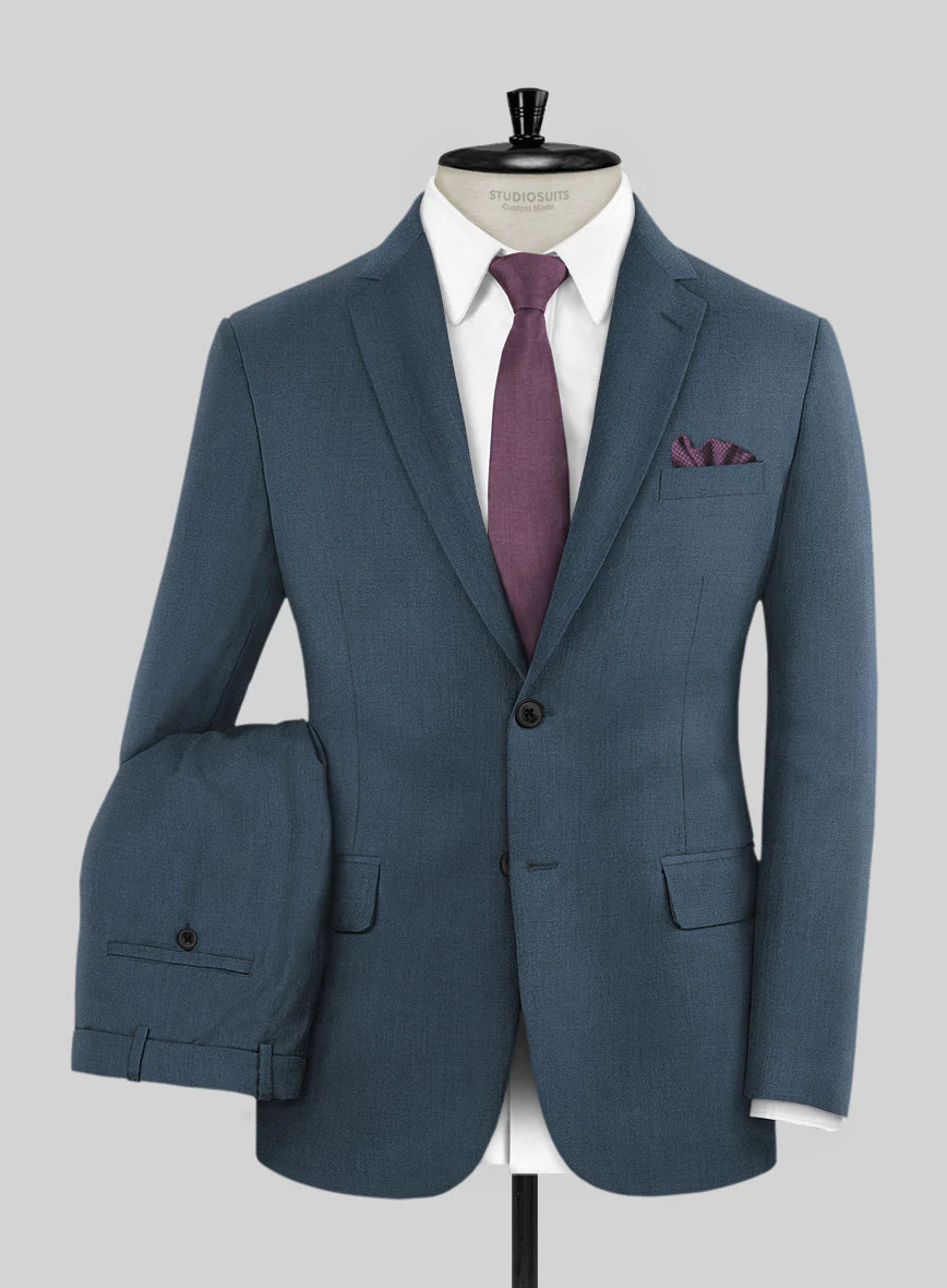 Marco Stretch Space Blue Wool Suit - Image 2