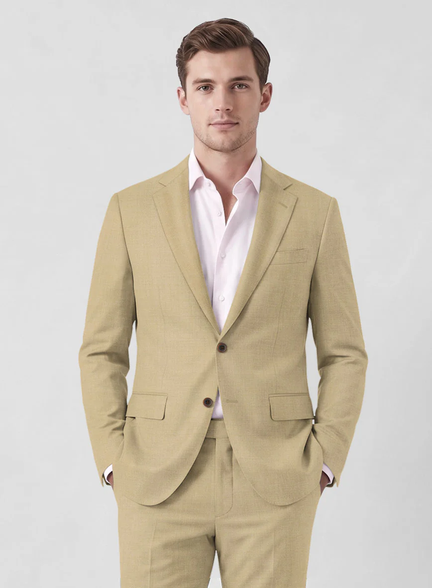 Marco Stretch Tan Wool Suit - Image 3