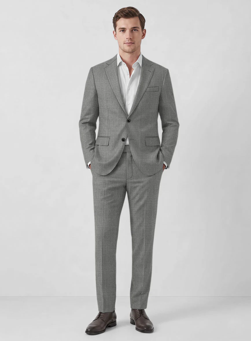 Marco Stretch Worsted Mid Gray Wool Suit