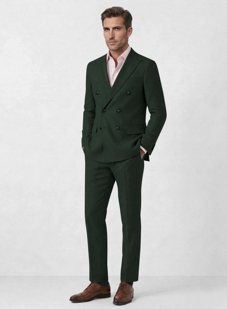 Martini Green Linen Double Breasted Suit
