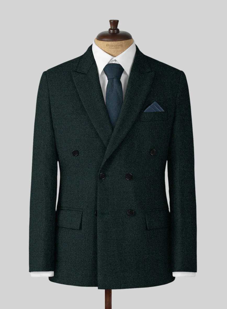 Naples Bello Green Tweed Double Breasted Suit - Image 2