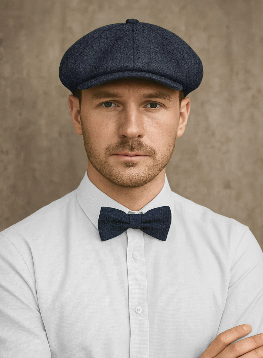 Naples Dark Indigo Tweed Newsboy Cap - Image 3