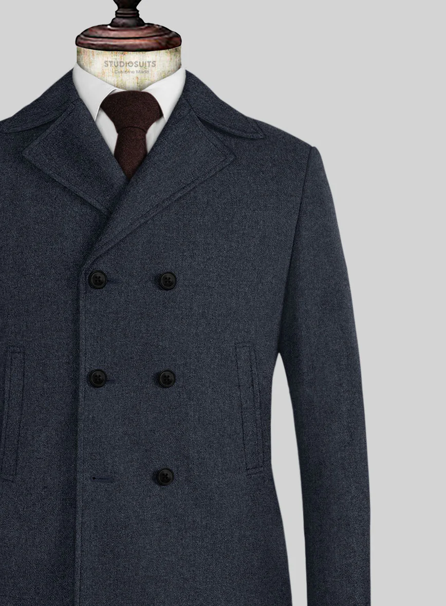 Naples Dark Indigo Tweed Pea Coat - Image 2