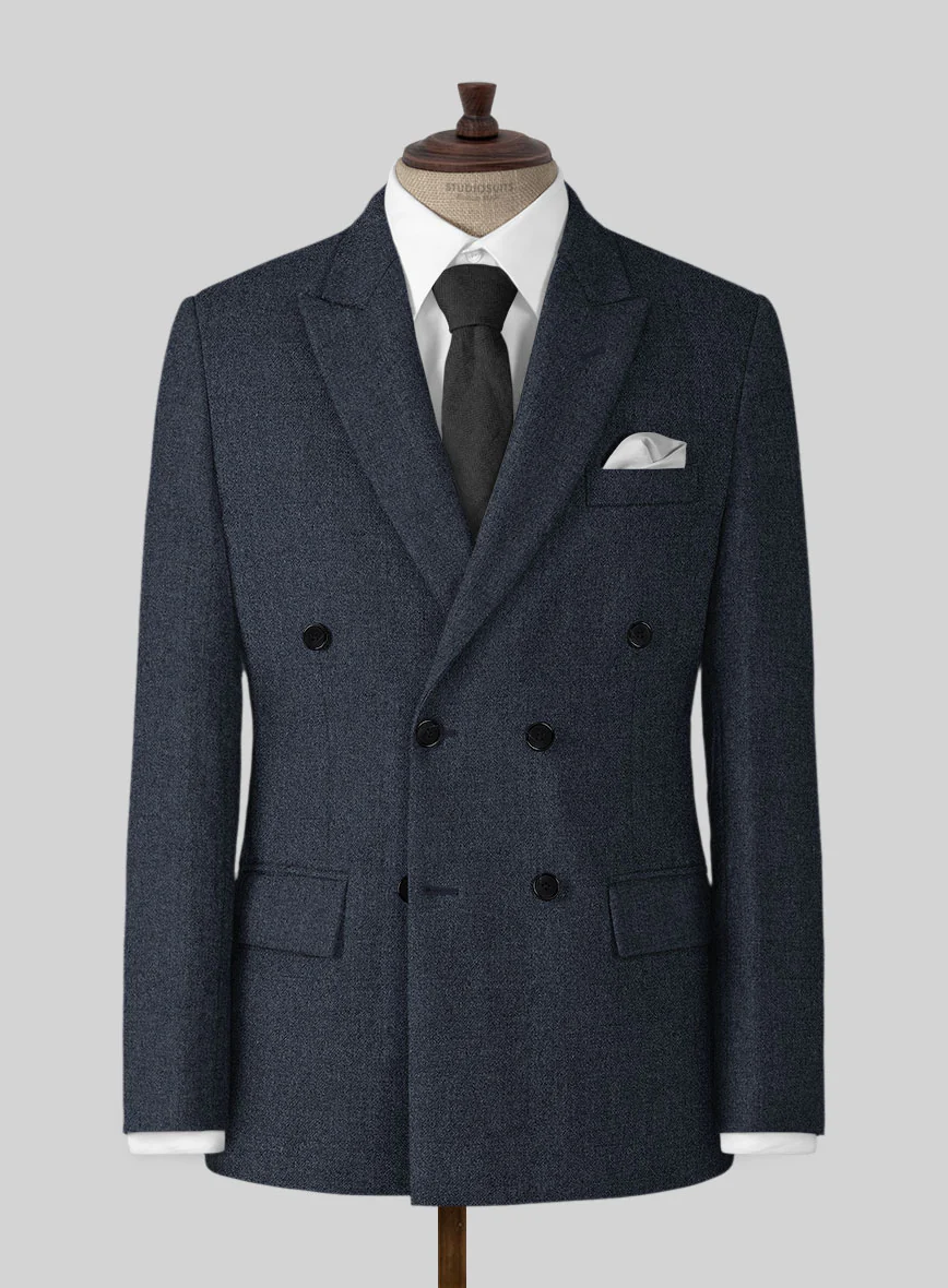 Naples Dark Indigo Tweed Double Breasted Suit - Image 2