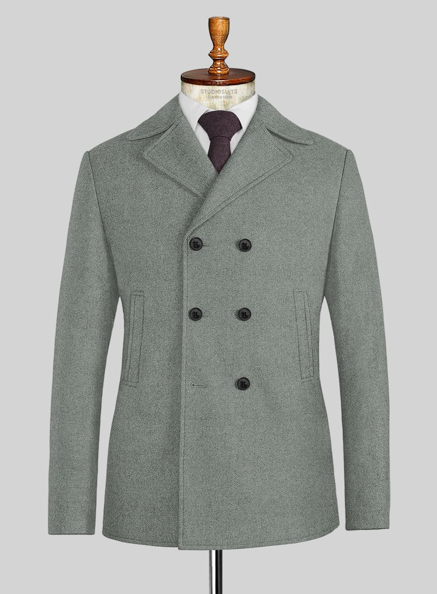 Naples Milano Sage Green Tweed Pea Coat