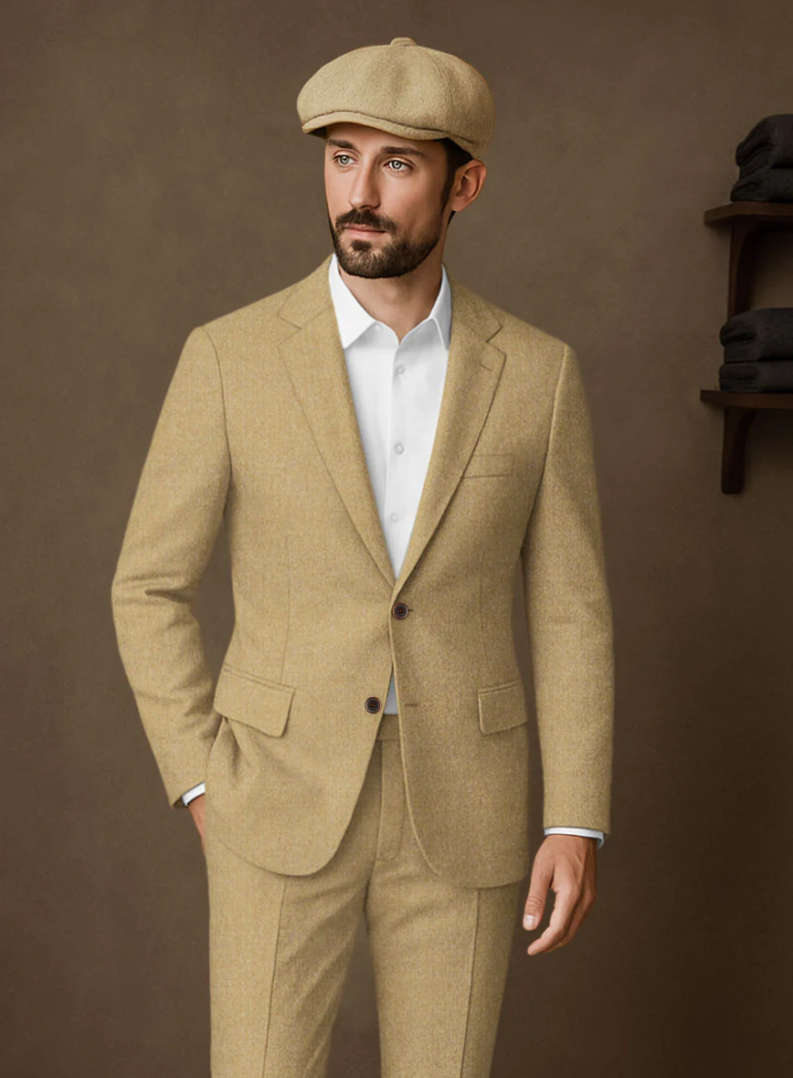 Naples Sahara Beige Tweed Suit - Image 4