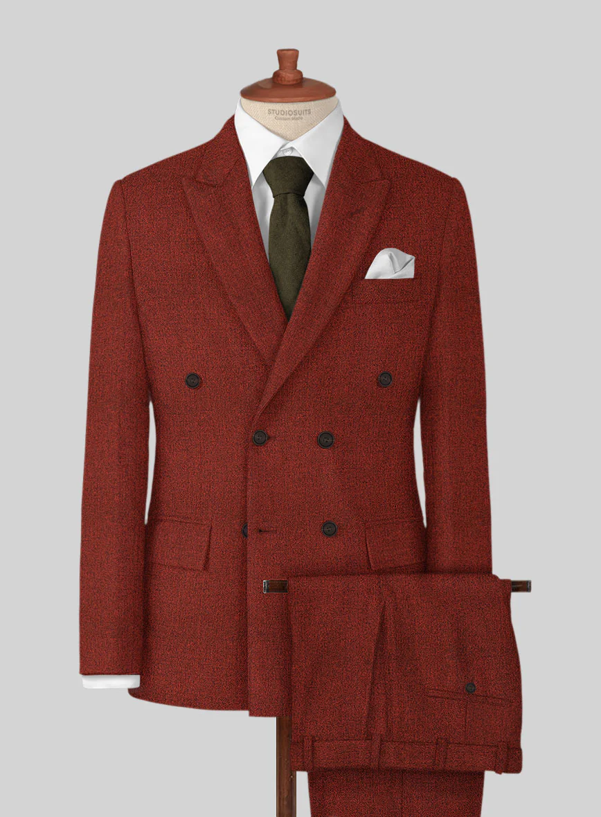 Naples Sundowner Rust Tweed Double Breasted Suit