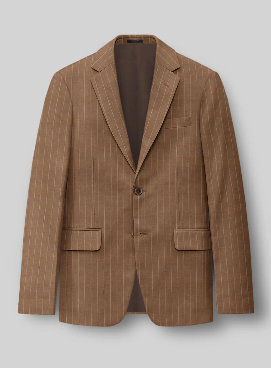 Napolean Avrino Stripe Brown Wool Suit - Image 3