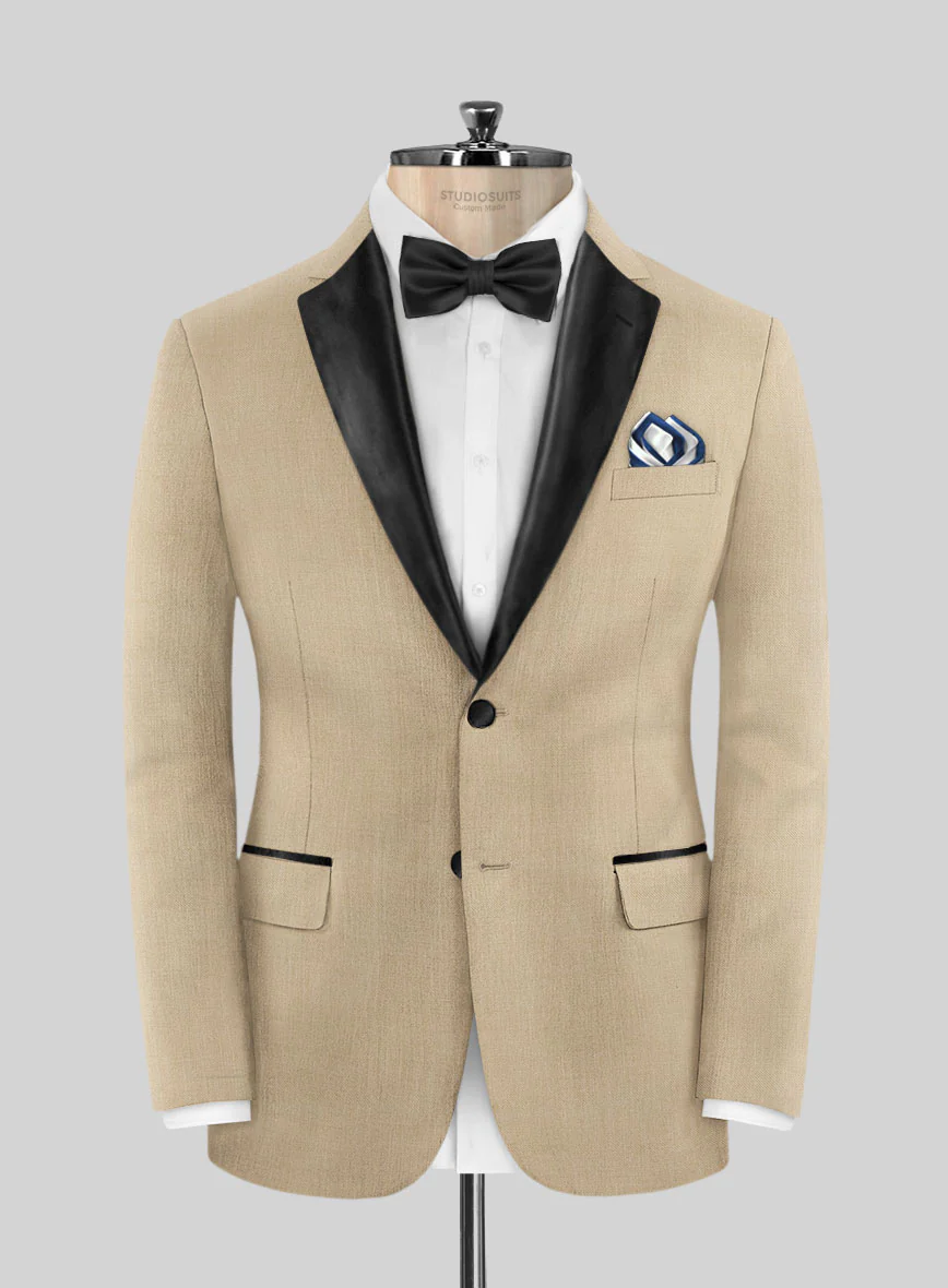 Napolean Biscuit Khaki Wool Tuxedo Suit - Image 2