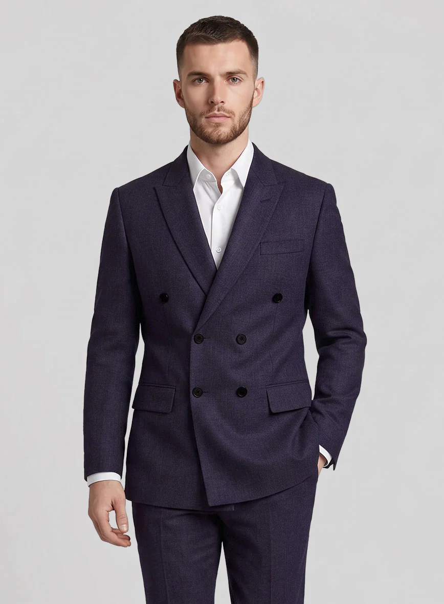 Napolean Eggplant Wool Double Breasted Suit - Image 4