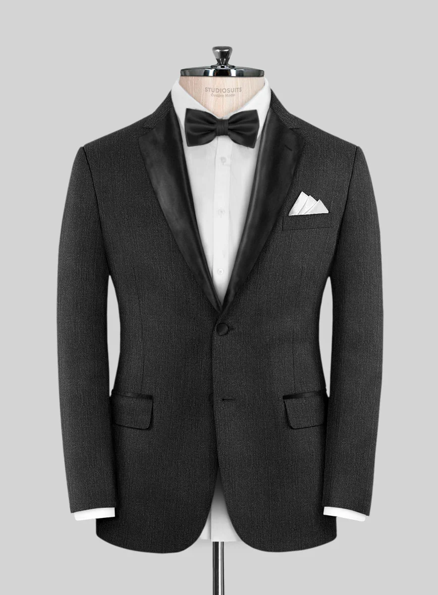 Napolean English Dark Charcoal Wool Tuxedo Jacket