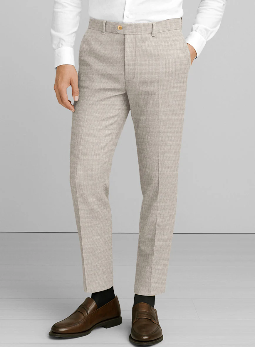 Napolean Fioran Microcheck Beige Wool Pants