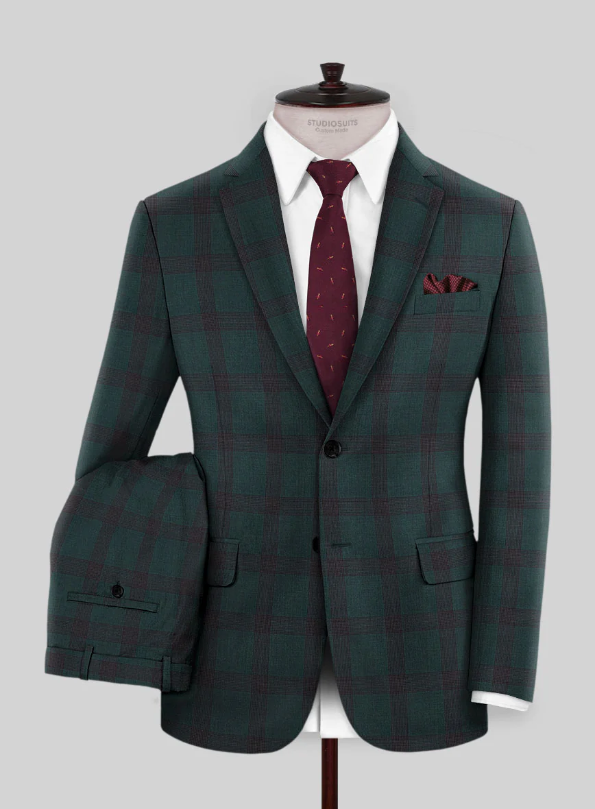 Napolean Knight Green Check Wool Suit - Image 2