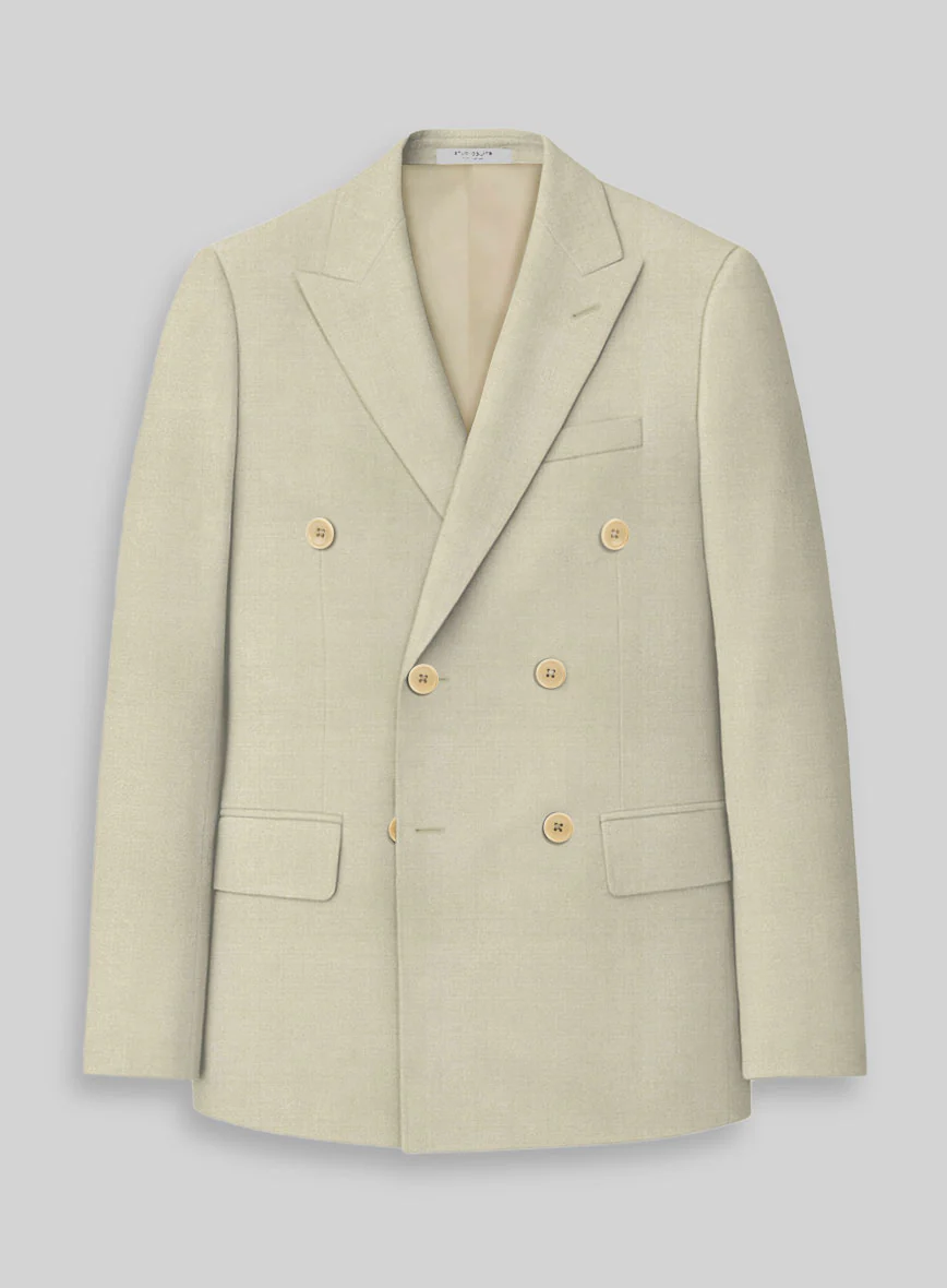 Napolean Light Beige Wool Double Breasted Suit - Image 4