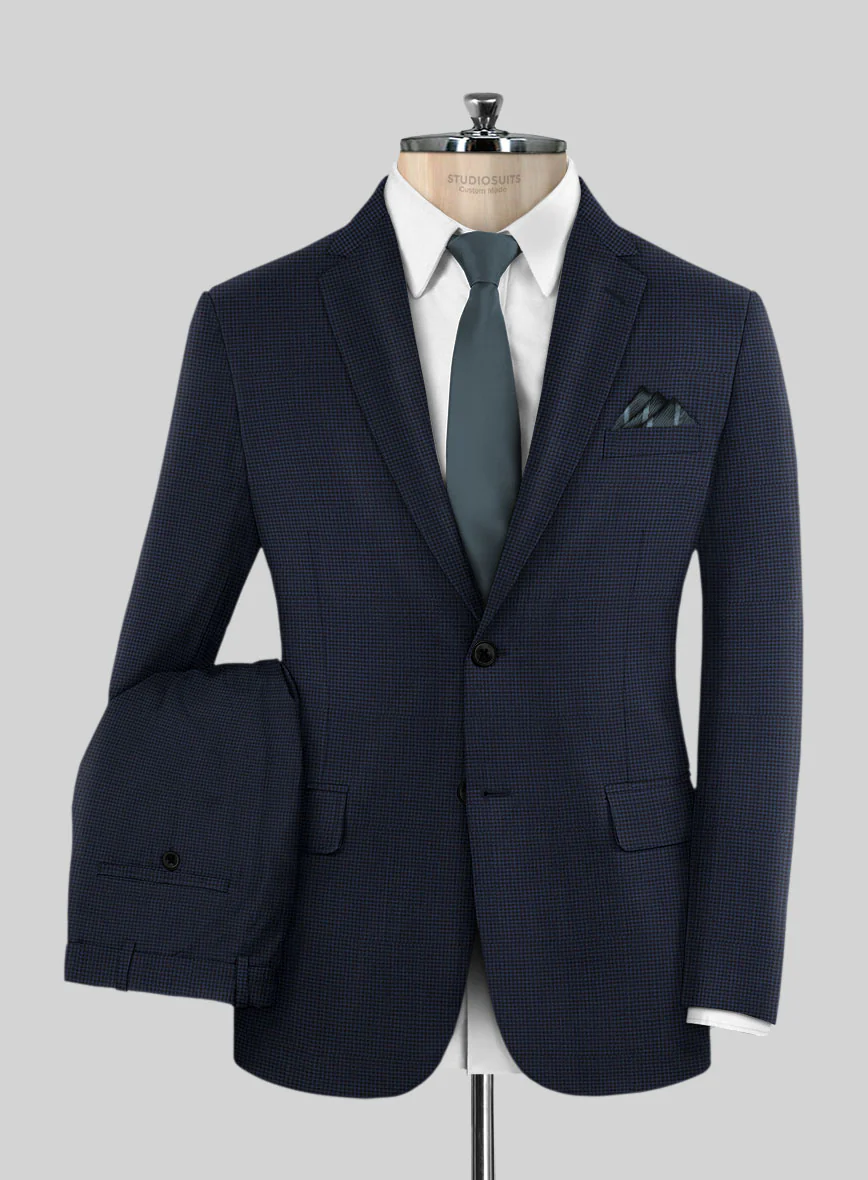 Napolean Mini Houndstooth Blue Wool Suit - Image 2