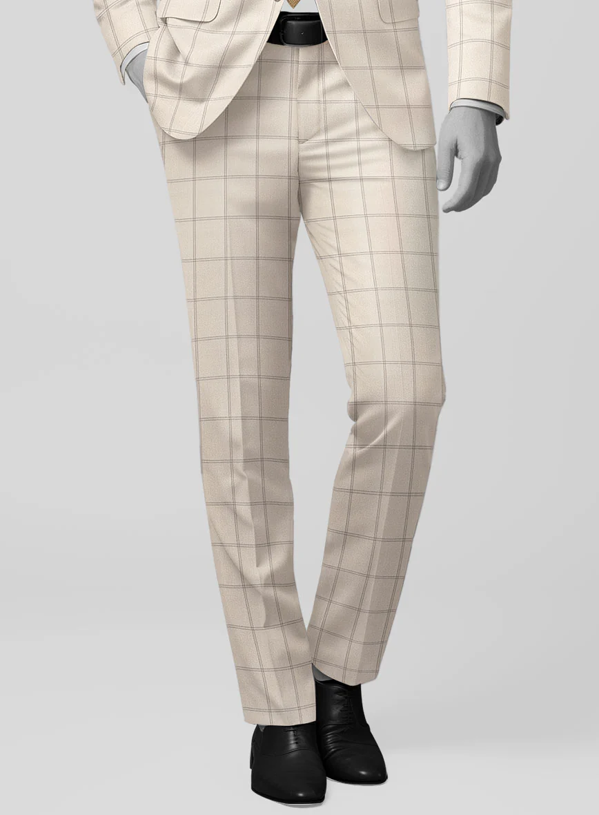 Napolean Noemi Windowpane Beige Wool Pants