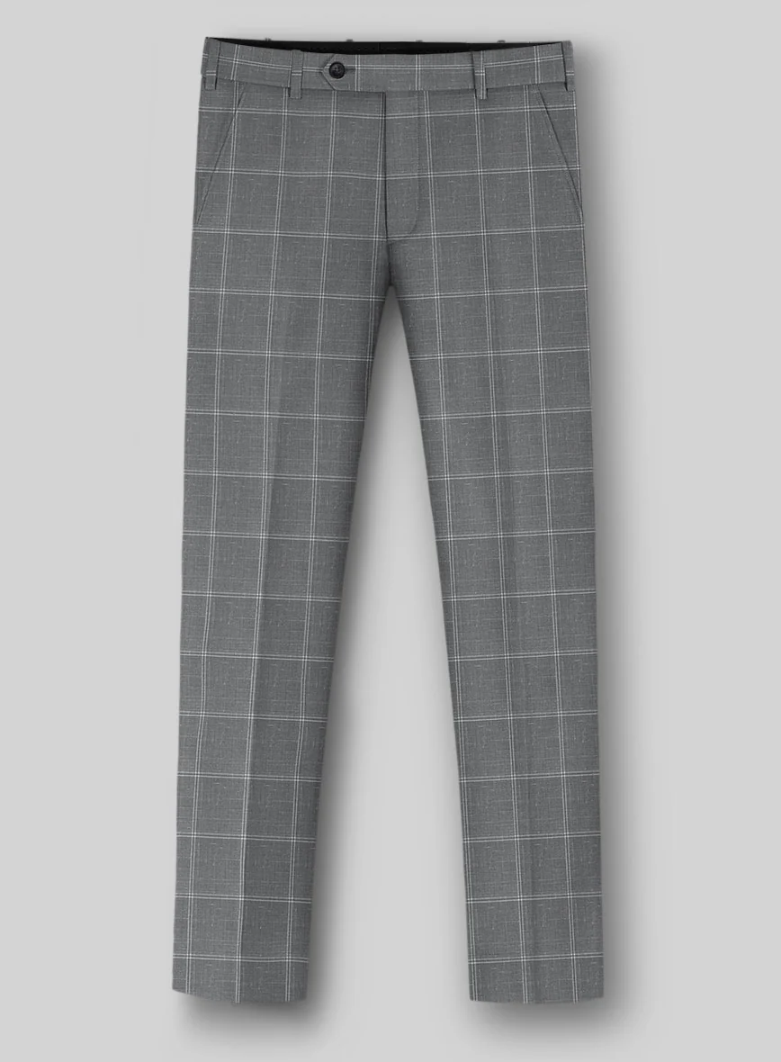 Napolean Noemi Windowpane Gray Wool Pants - Image 2