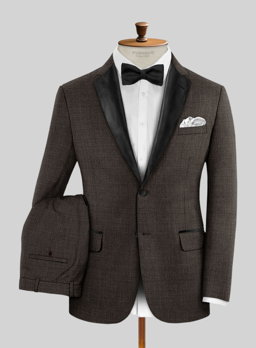 Napolean Sharkskin Brown Wool Tuxedo Suit