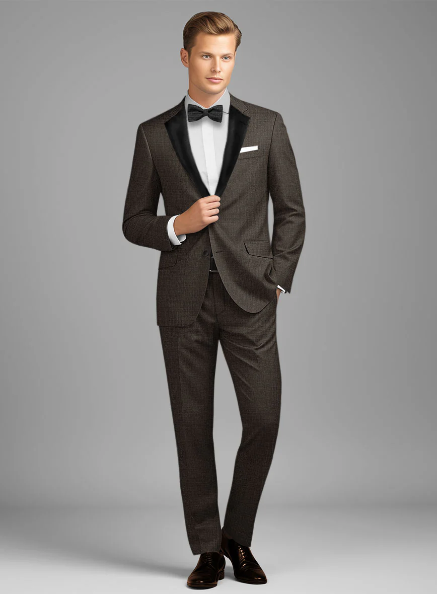 Napolean Sharkskin Brown Wool Tuxedo Suit - Image 2