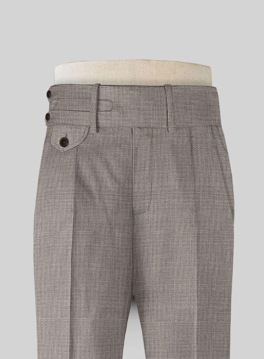 Napolean Sharkskin Light Brown Double Gurkha Wool Trousers - Image 3