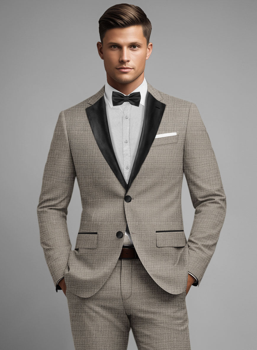 Napolean Sharkskin Light Brown Wool Tuxedo Jacket - Image 2