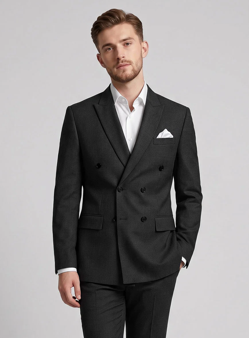 Napolean Stone Black Wool Double Breasted Suit - Image 4
