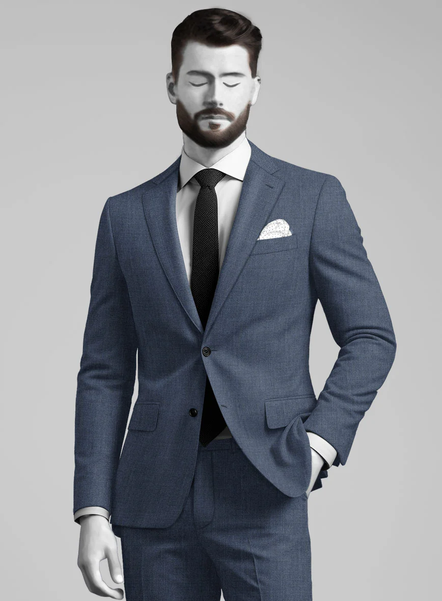 Napolean Stretch Imperial Blue Wool Suit - Image 3