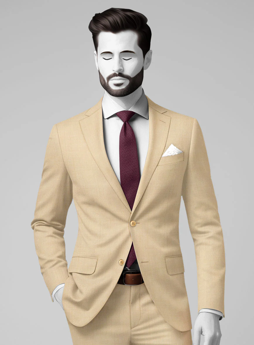 Napolean Stretch Khaki Wool Suit - Image 4