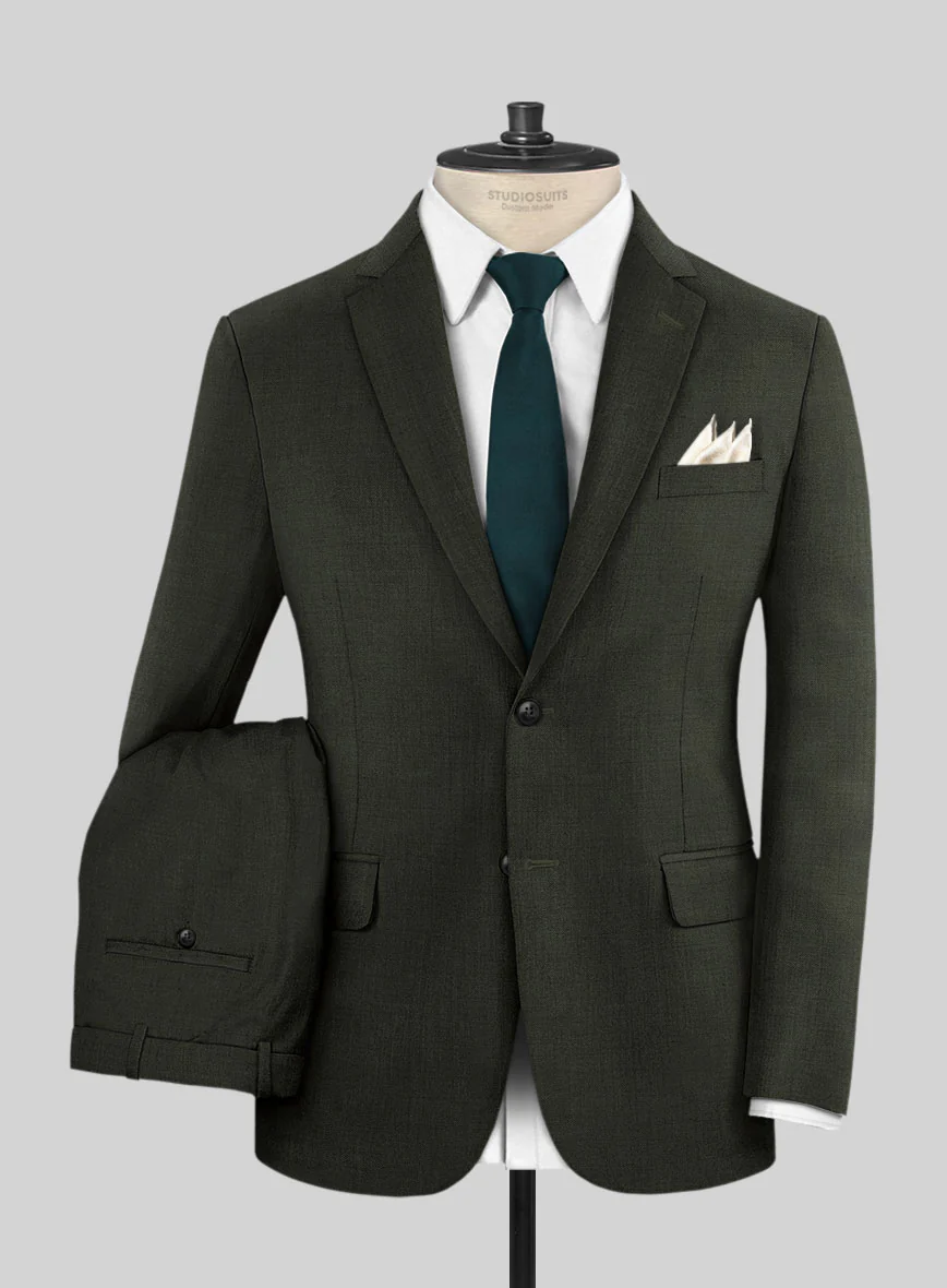 Napolean Stretch Olive Green Wool Suit - Image 2