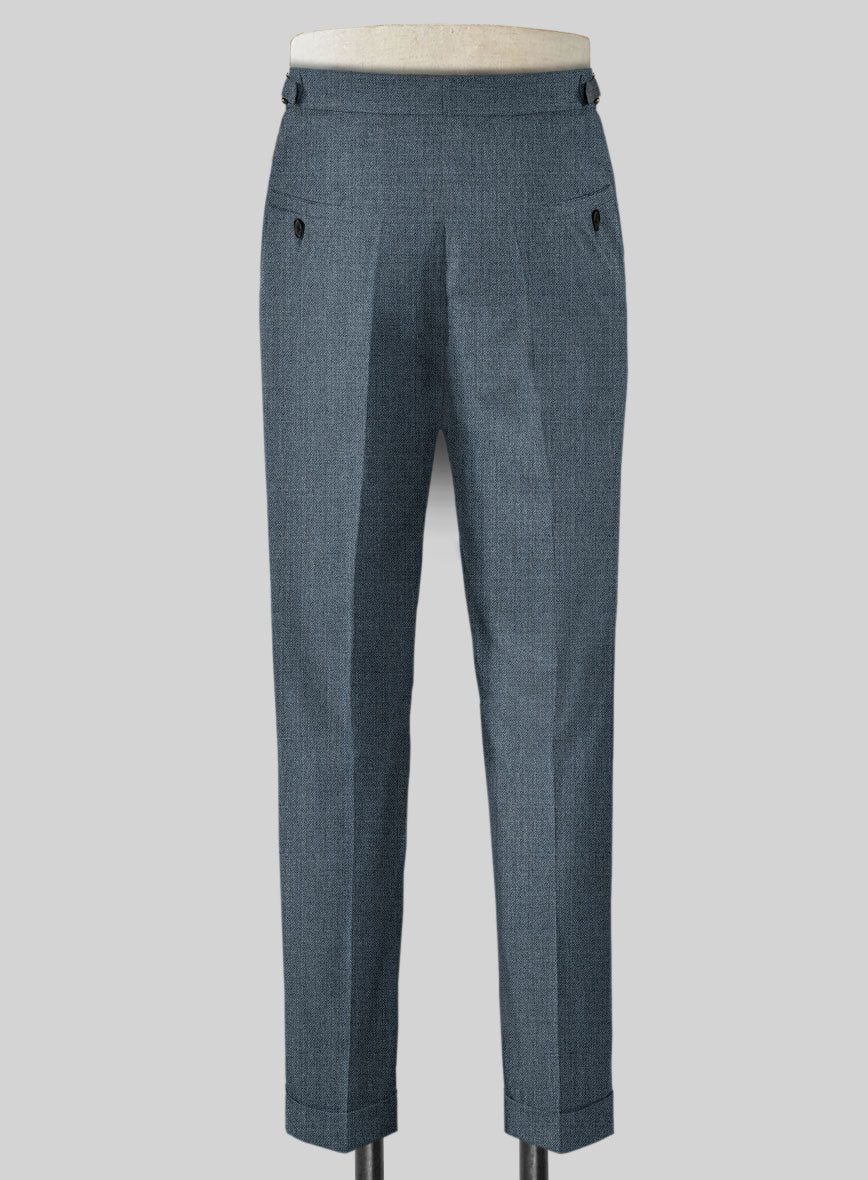 Napolean Stretch Pacific Blue Highland Wool Trousers - Image 3