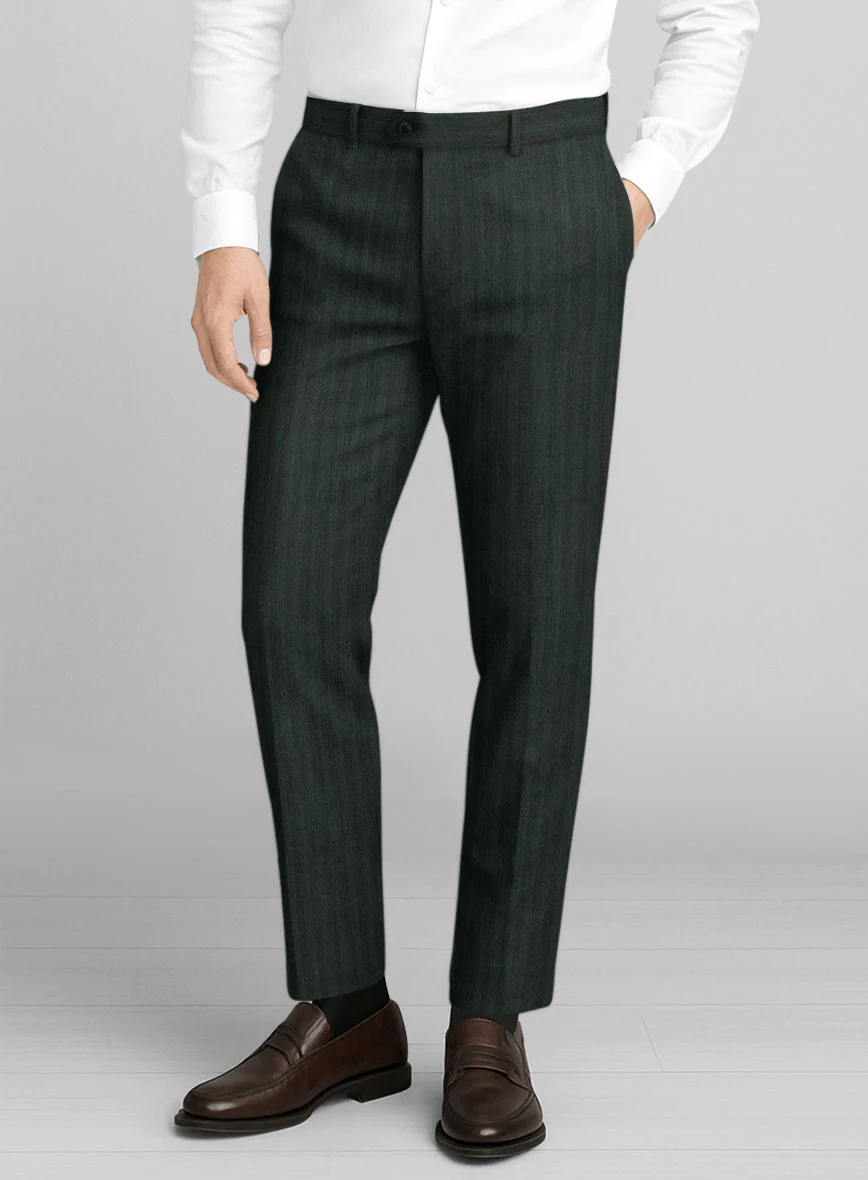 Napolean Verdiano Herringbone Green Wool Pants