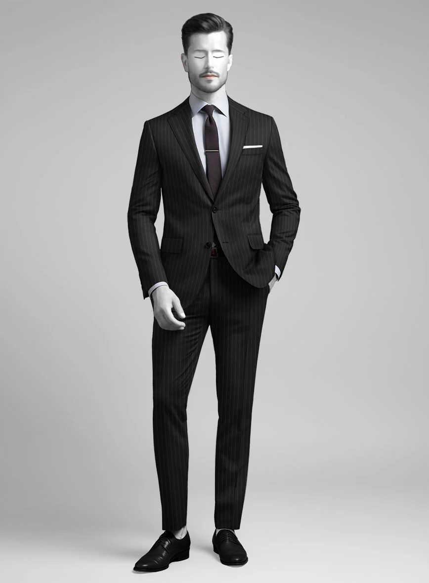 Napolean Windsor Black Stripe Wool Suit