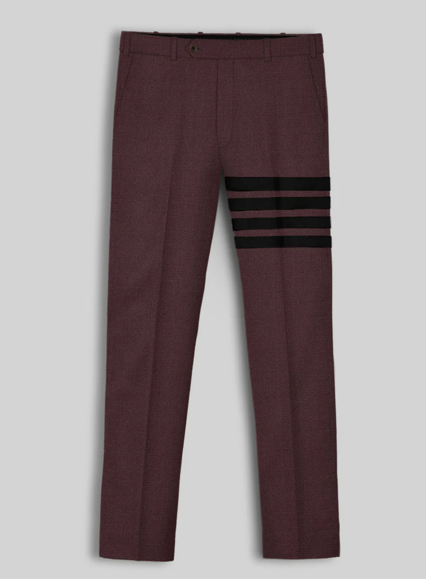 Napolean Wine Wool Black Bar Trouser